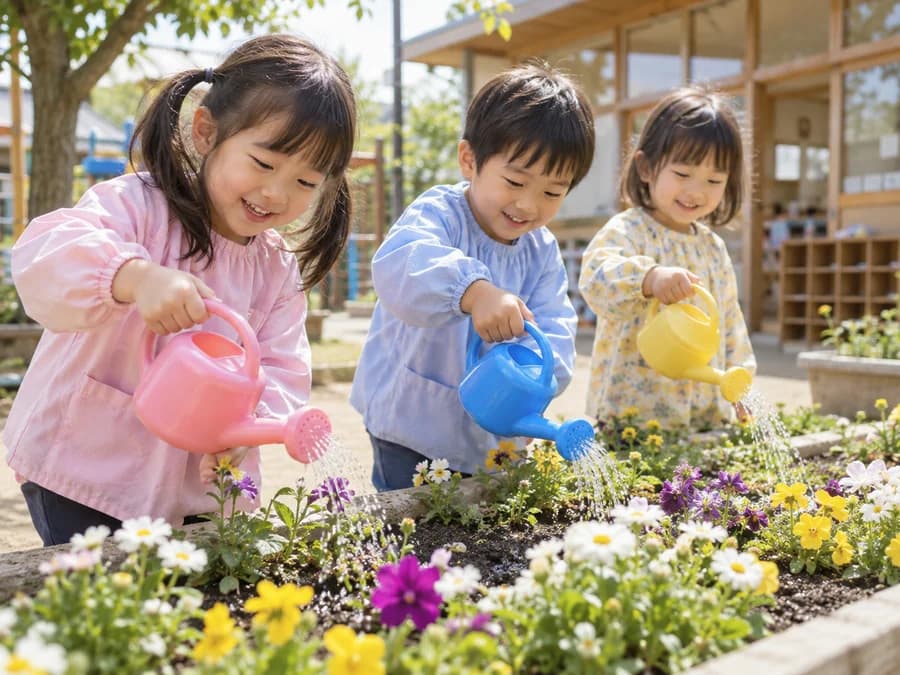 お花に水やり