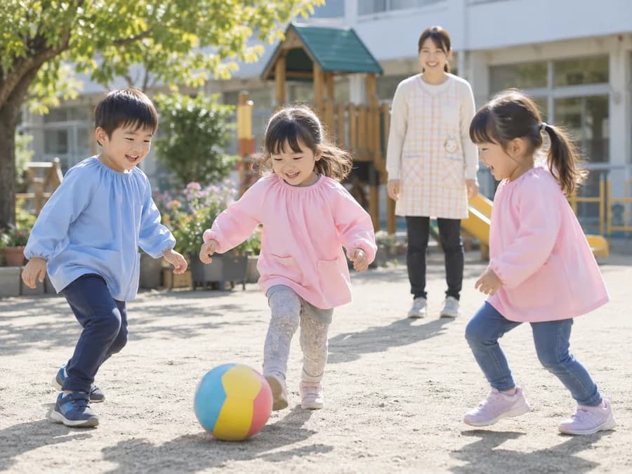 園庭でボールあそび